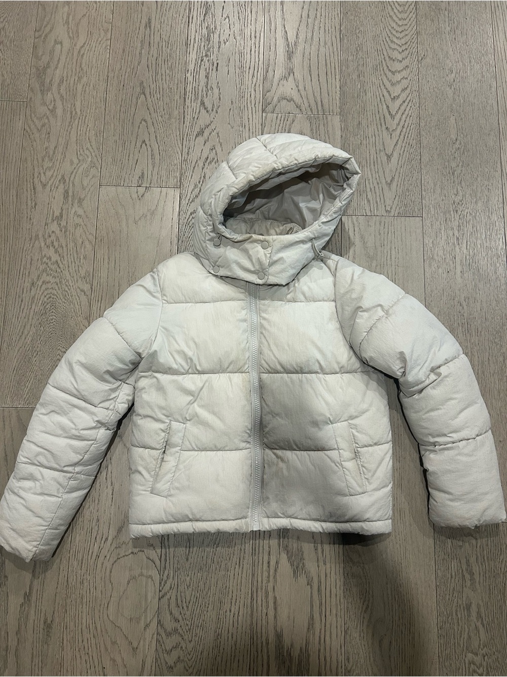 Garage Cream White Hooded Puffer Jacket